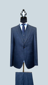 Vercini Modern Elegance Navy - Terra Jacquard 3-Piece Suit